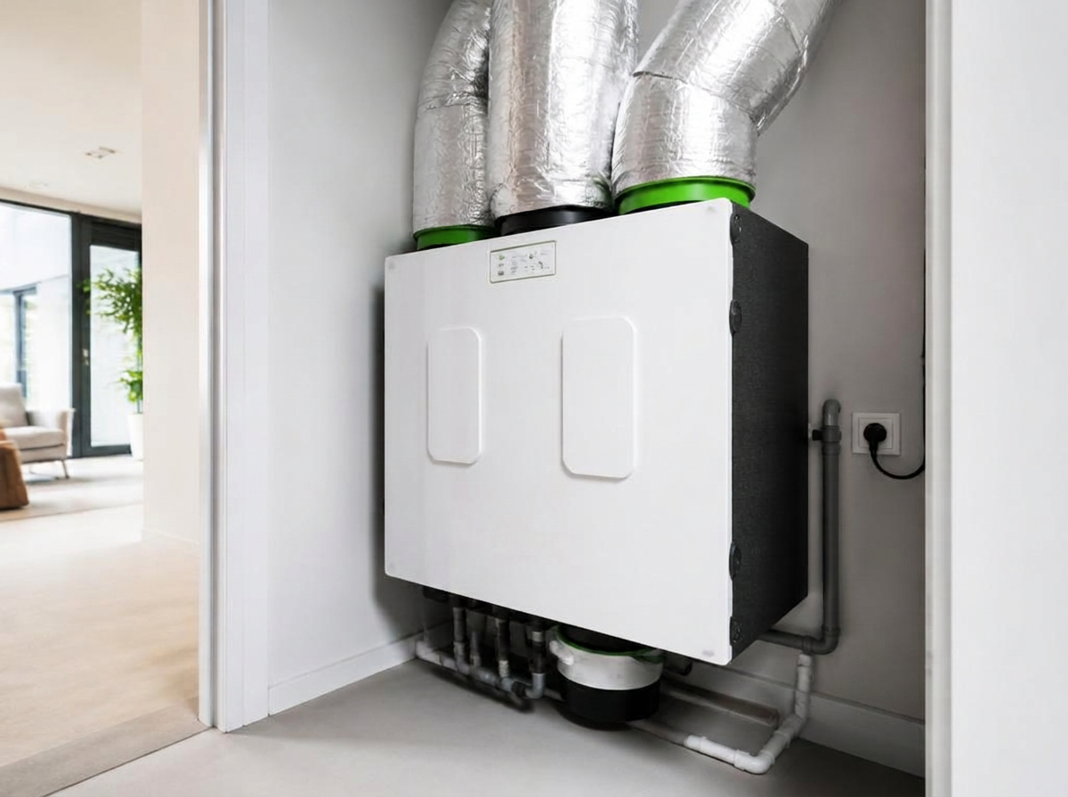 WTW-ventilatie unit in technische ruimte